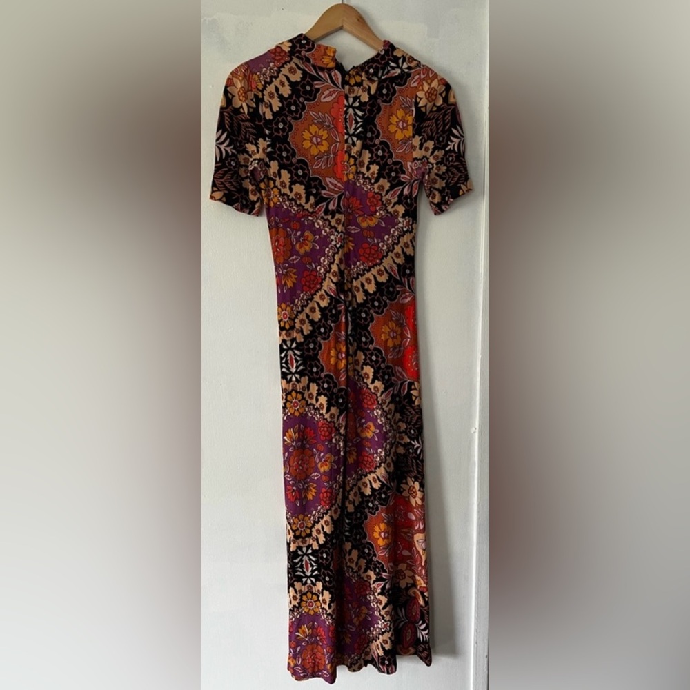 VTG 70’s Amazing Floral Paisley Mix Print Maxi Dress- Wing Collar -Sz 12 EUC ✌️🌼 - Picture 5 of 16